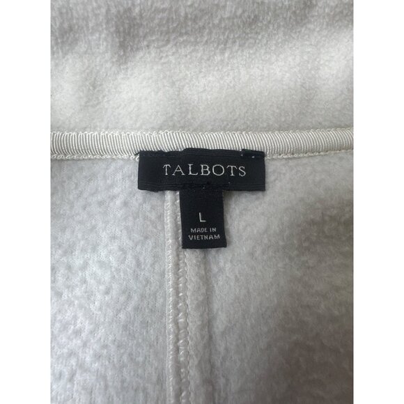 Talbots Womens Fleece Zip-Up Jacket Chevron Polka Dot Pattern Size L Gray Red - Picture 4 of 7